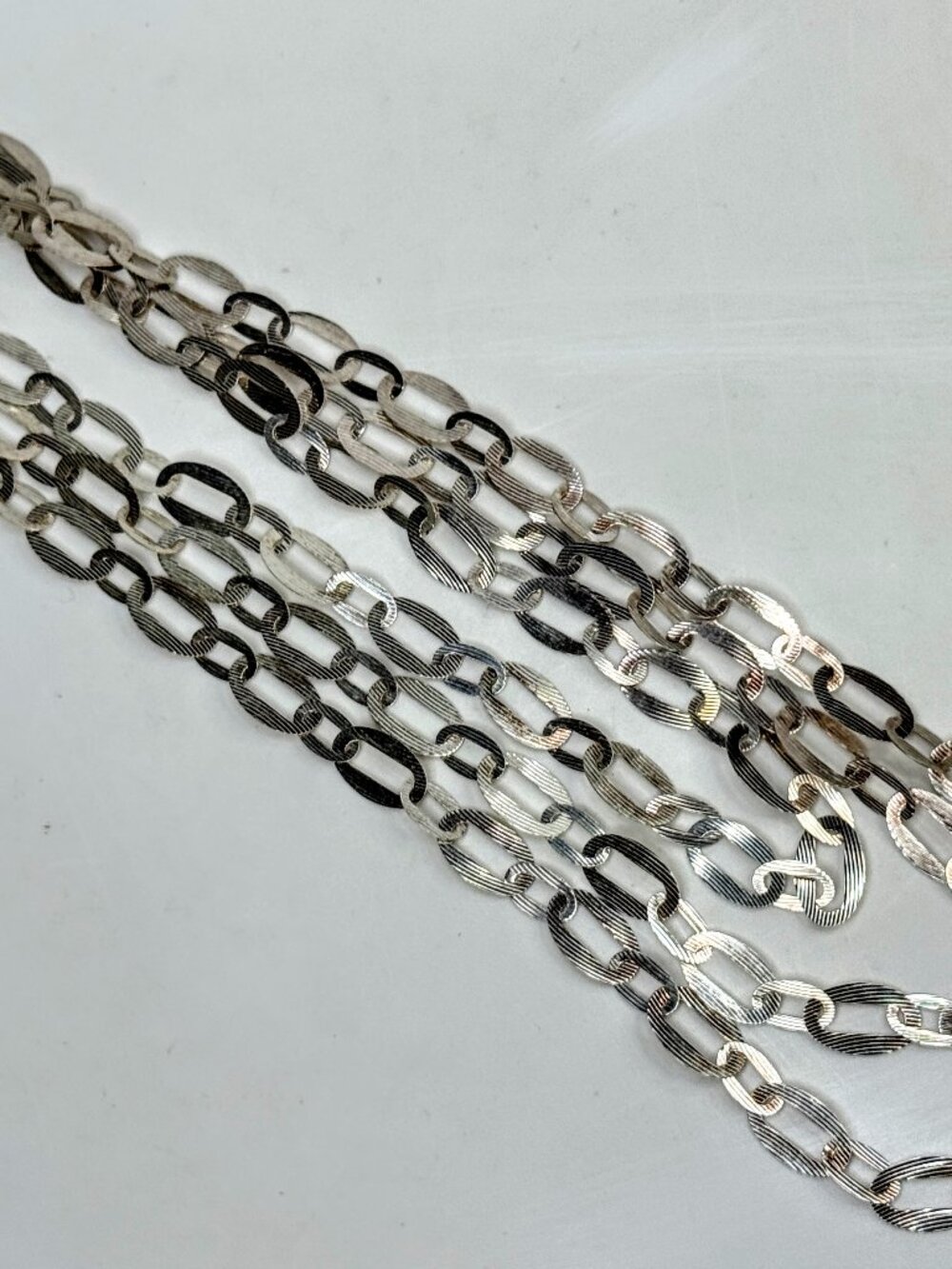Vintage Milor Italy 925 Sterling Silver Textured 3-Strand Link Necklace JR2103